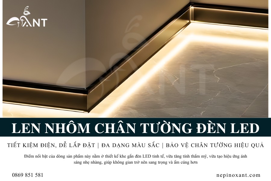 Len Nhôm Chân Tường Đèn Led