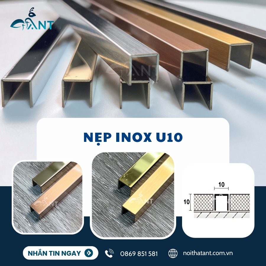 Nẹp chữ U inox 304 7 Nẹp chữ U10 inox