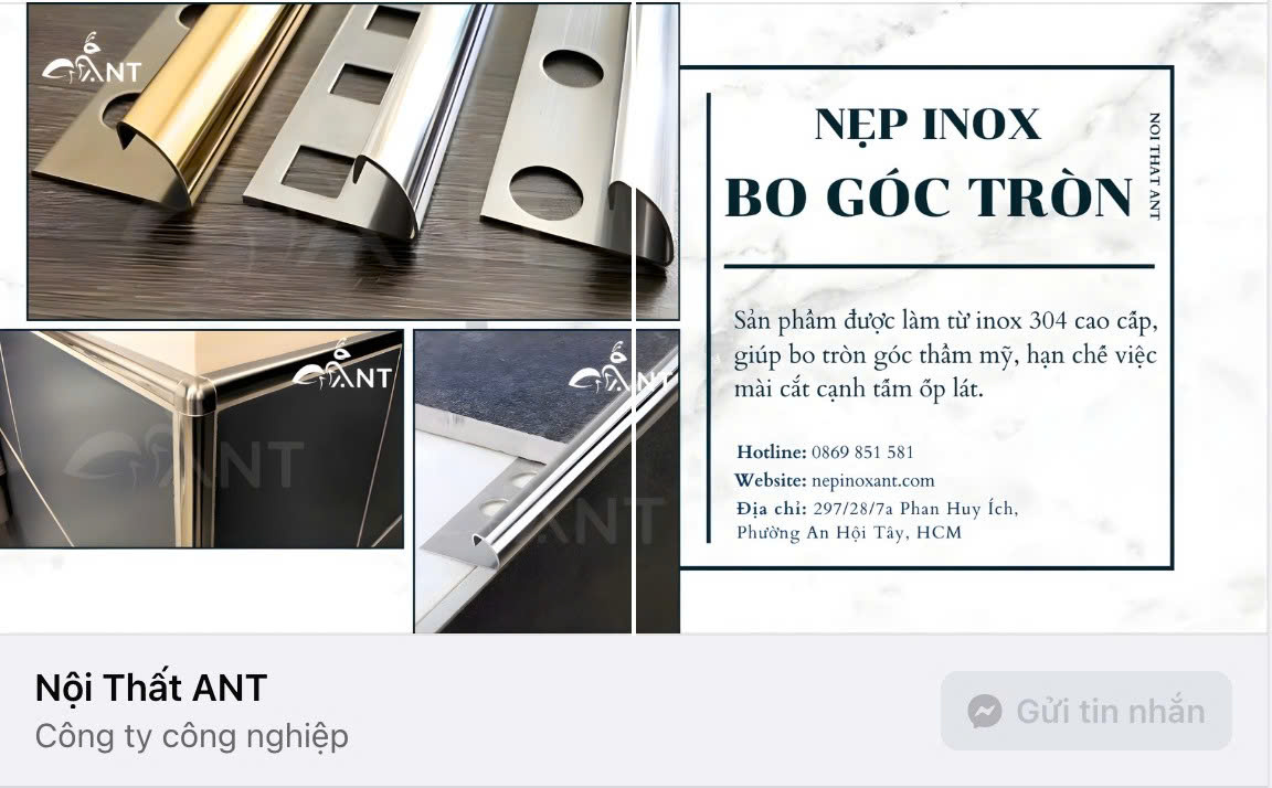 Nẹp bo góc gạch men inox 304