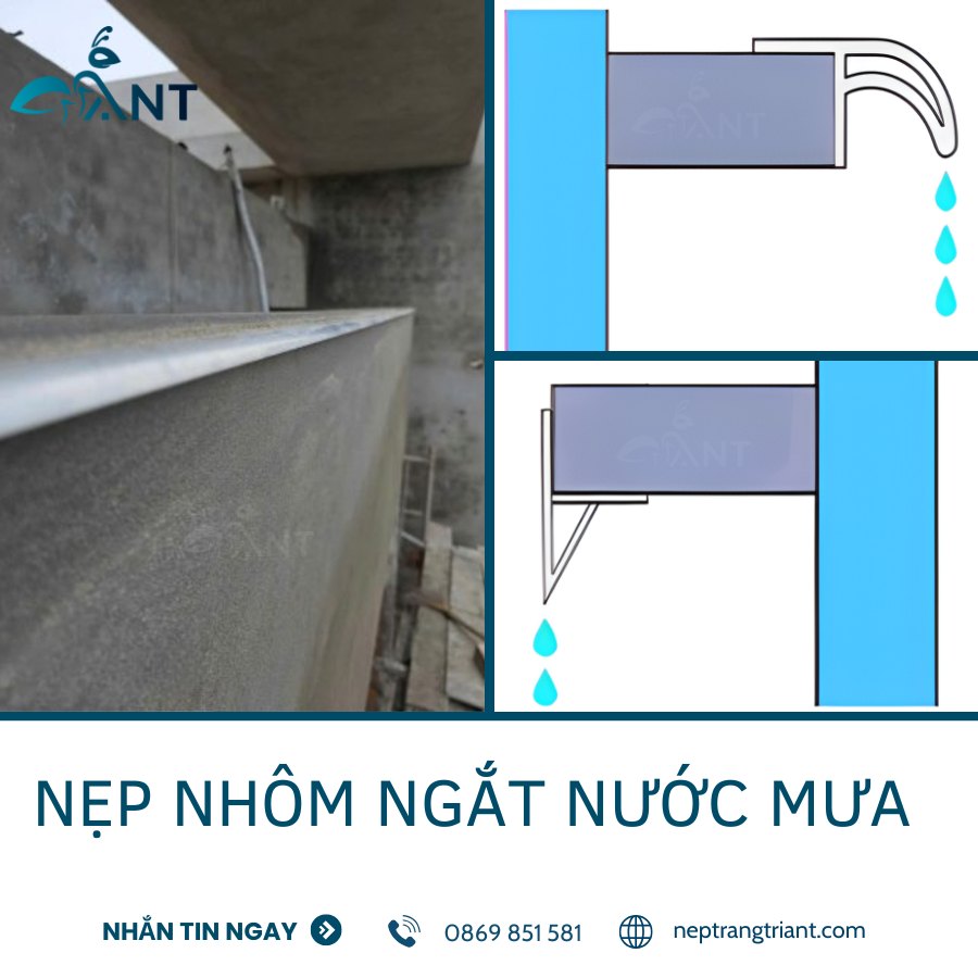 Nẹp ngắt nước mưa bằng nhôm