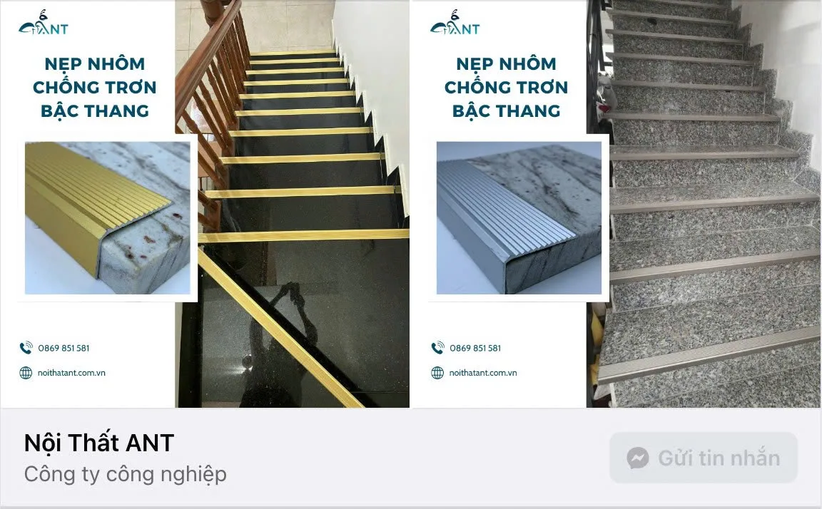 Nẹp nhôm chống trơn gạch L40 gân 8 Nẹp Nhôm Chống Trượt L40G