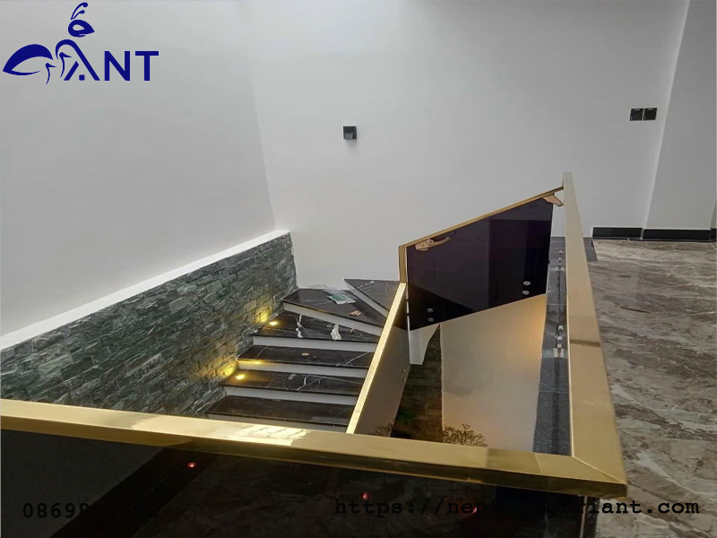 Tay Vịn Cầu Thang Inox 304 mạ Vàng