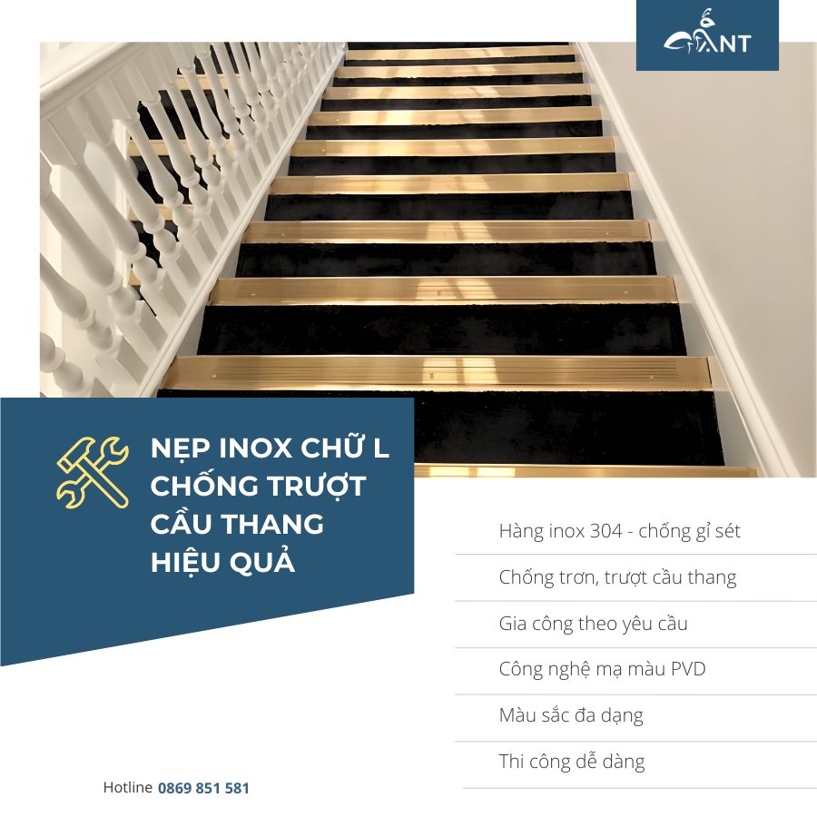 Thi công nẹp chống trượt inox 304