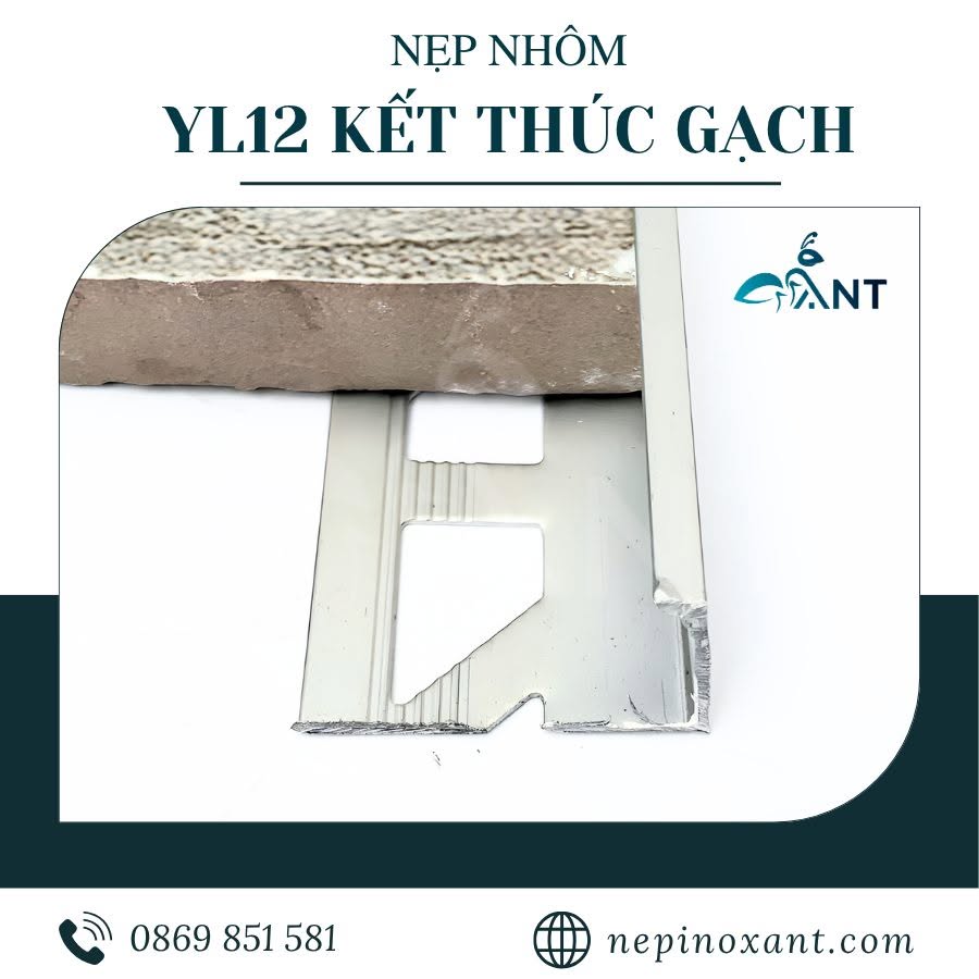 Nẹp nhôm kết thúc gạch YL12 5 Nẹp nhôm chặn gạch YL12