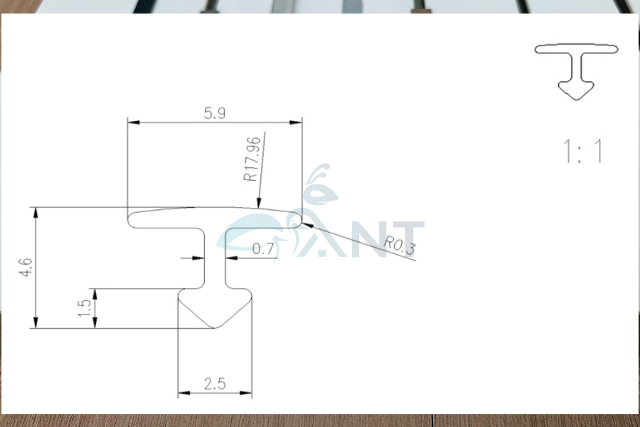 Mặt cắt nẹp nhôm T6