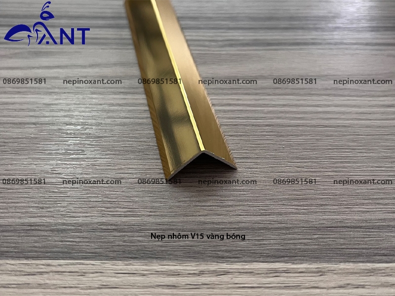 Nẹp nhôm V15 6 Nẹp nhôm V15 màu vàng bóng