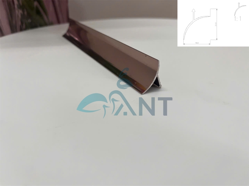Nẹp nhôm góc trong MC20 6 Nẹp nhôm góc trong MC20 màu vàng hồng bóng