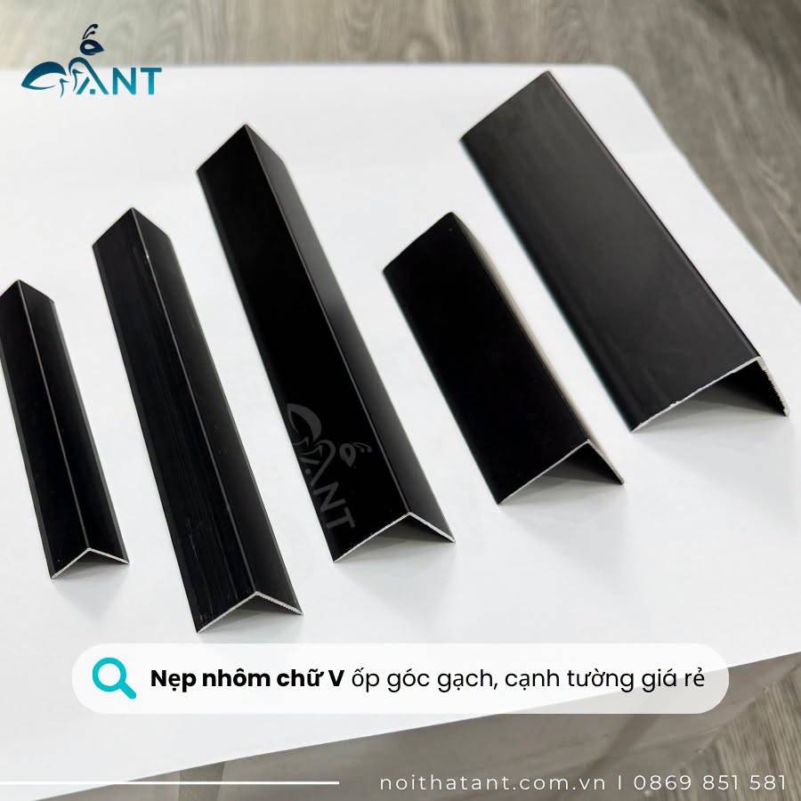 Báo giá nẹp v nhôm ốp góc mới 2026 2 Nẹp V nhôm ốp góc màu đen