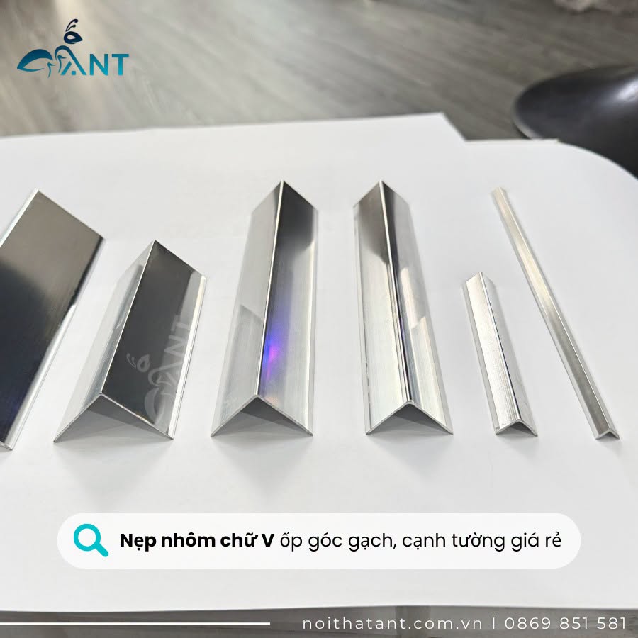 Báo giá nẹp v nhôm ốp góc mới 2026 3 Nẹp V nhôm ốp góc màu inox bóng