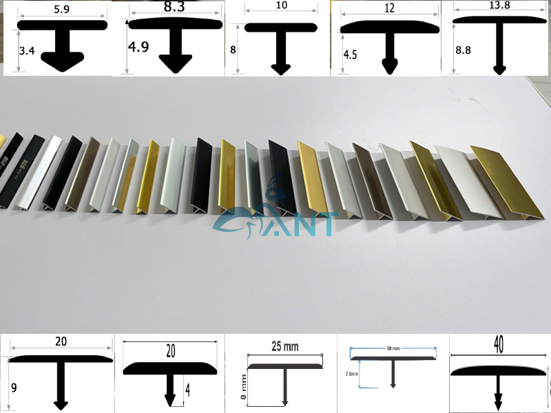 Kích thước nẹp nhôm chữ T