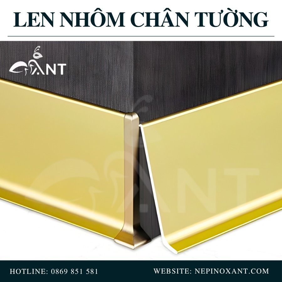 Nẹp Nhôm Len Chân Tường Dán Vàng mờ