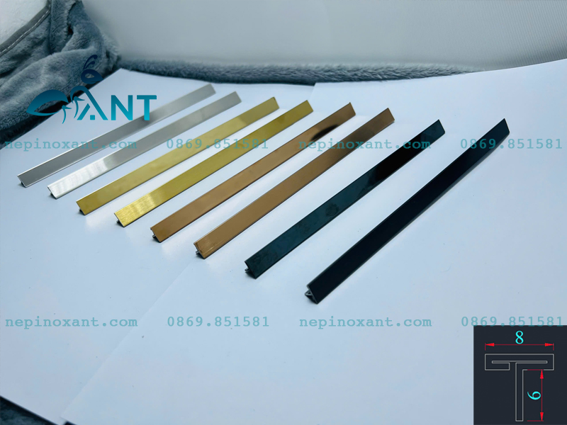 Nẹp inox chữ T 8mm