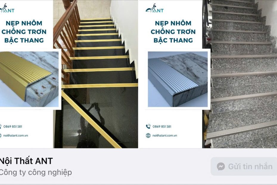 Nẹp nhôm cầu thang chống trượt L40 gân