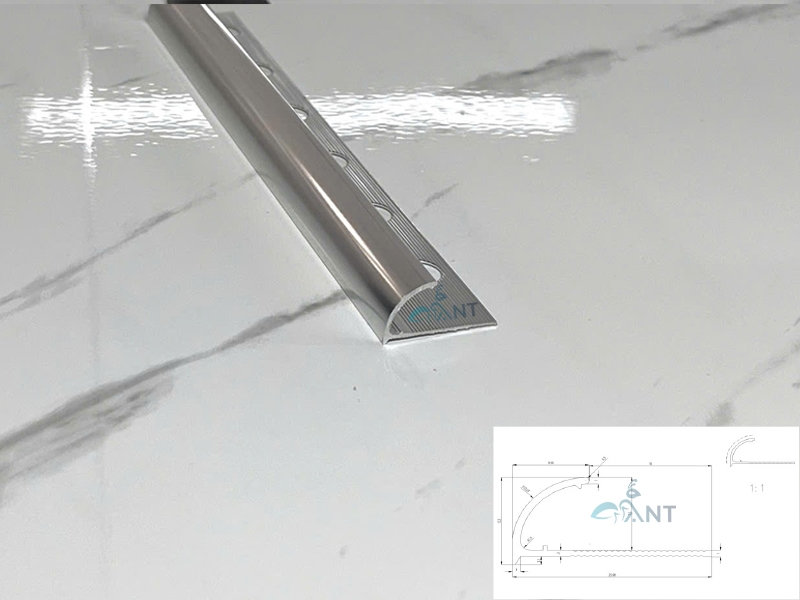 Nẹp nhôm góc gạch YC12 5 Nẹp nhôm góc gạch YC10 màu inox bóng