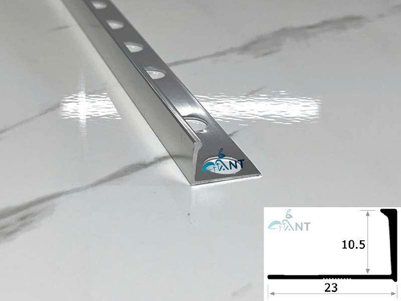 Nẹp nhôm kết thúc gạch YL10 4 Nẹp nhôm kết thúc gạch YL10 màu inox bóng