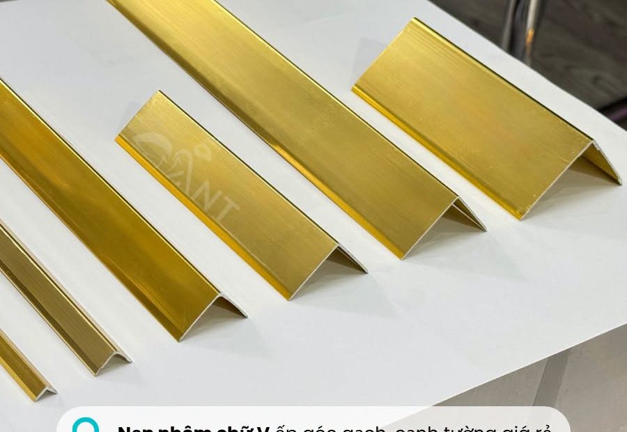 Nẹp V nhôm ốp góc màu vàng bóng